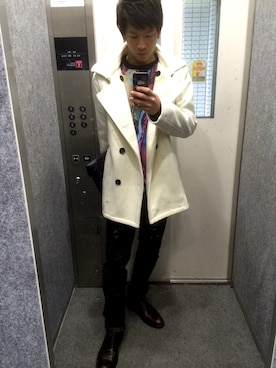 「アイテム（ピーコート、ホワイト系）」を使った、SkySeaBlueさん（メンズ・167cm）の冬コーディネート