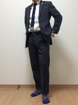 「アイテム（セットアップ、ブルー系）」を使った、だいざえもんさん（メンズ・166cm）の秋コーディネート