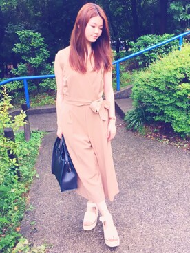 「Mila Owen」｜「アイテム（オールインワン・サロペット）」を使った、ゆっこさん（レディース・161cm）の夏コーディネート