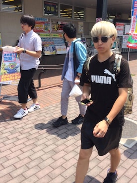 「PUMA」｜「アイテム（PC・スマホグッズ/家電）」を使った、Gaku Ishikawa さん（メンズ・165cm）の夏コーディネート