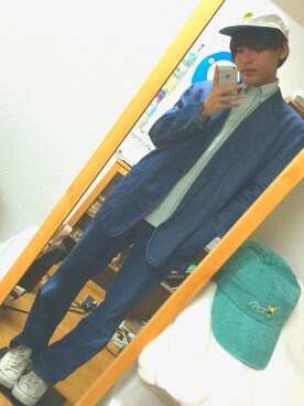 「SAYHELLO（セイハロー）のアイテム（キャップ）」を使った、たにこうさん（メンズ・165cm）の春コーディネート