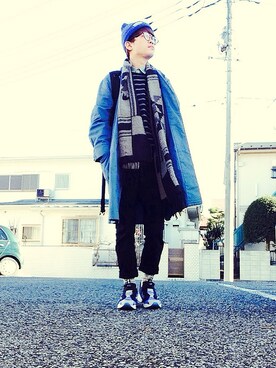 「黒リュック」｜「アイテム（その他アウター）」を使った、Oriさん（メンズ・165cm）の冬コーディネート