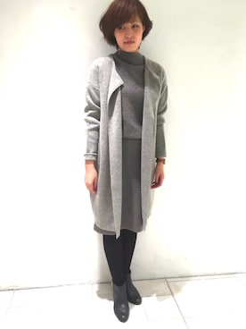 「オールグレー」｜「アイテム（スカート）」を使った、NATSUKOさん（レディース・167cm）の秋コーディネート
