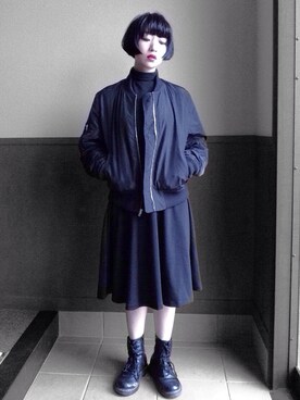 「skirt」｜「アイテム（ブルゾン）」を使った、HAZUKI SAWADAさん（レディース・150cm）の秋コーディネート