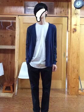 「N.HOOLYWOOD（N.ハリウッド）のアイテム（カーディガン/ボレロ）」を使った、rさん（メンズ・177cm）の秋コーディネート