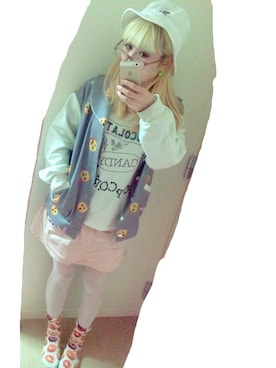 「白タイツ」｜「アイテム（ブルゾン）」を使った、あじじまあじこさん（レディース・153cm）の春コーディネート