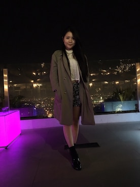 「MEIER.Q（マイヤーキュー）のアイテム（トレンチコート）」を使った、chieh wangさん（レディース・157cm）の秋コーディネート