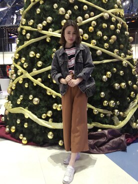 「unkownのアイテム（チノパンツ、ゴールド系）」を使った、armylinさん（レディース）の冬コーディネート