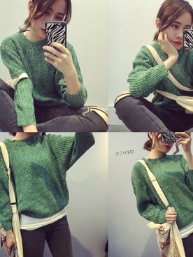 「UNKNOWN.（アンノウン）のアイテム（デニムパンツ、グレー系）」を使った、armylinさん（レディース）の冬コーディネート