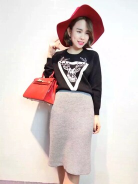 「UNKNOWN.（アンノウン）のアイテム（ニット/セーター、ブラック系）」を使った、armylinさん（レディース）の冬コーディネート