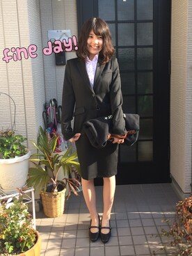 「アイテム（セットアップ、ブラック系）」を使った、yuriさん（レディース・150cm）の春コーディネート