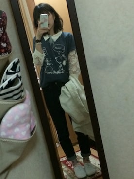 「UNIQLO Tシャツ」｜「アイテム（その他アウター）」を使った、yuriさん（レディース・150cm）の春コーディネート