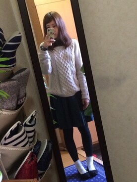 「タイツ×靴下」｜「アイテム（その他アウター）」を使った、yuriさん（レディース・150cm）の冬コーディネート