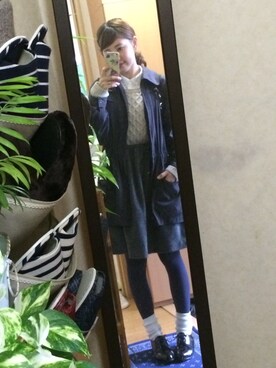 「タイツ×靴下」｜「アイテム（その他アウター）」を使った、yuriさん（レディース・150cm）の冬コーディネート