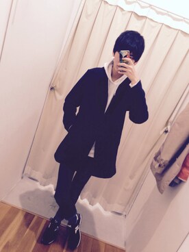 「アイテム（ステンカラーコート）」を使った、タモンさん（メンズ・180cm・10代）の冬コーディネート