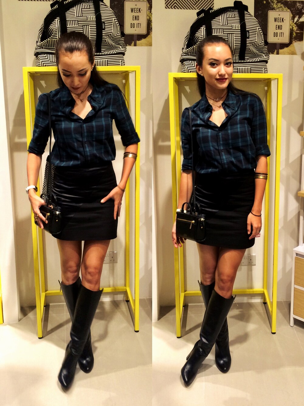 「kssaturday、Saturday、kate spade new york」｜「KATE SPADE SATURDAYのアイテム（シャツ/ブラウス、その他）」を使った、Hanli Hoeferさん（レディース・174cm）の秋コーディネートの1枚目の写真