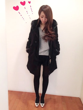 「MONCLER（モンクレール）のアイテム（ダウンジャケット/コート）」を使った、Risa♡さん（レディース・156cm）の冬コーディネート