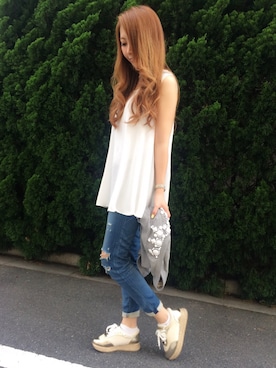 「アイテム（ゴールド系）」を使った、Risa♡さん（レディース・156cm）の夏コーディネート