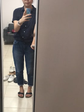 「アイテム（ビーチサンダル）」を使った、Yuchenさん（レディース・176cm）の秋コーディネート