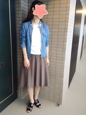 「MID by MIDWEST（ミッド バイ ミッドウエスト）のアイテム（スカート）」を使った、akiフォーさん（レディース・163cm）の夏コーディネート