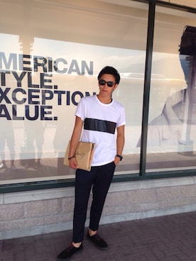 「rag & bone（ラグアンドボーン）のアイテム（Tシャツ/カットソー）」を使った、かつさん（メンズ・177cm）の夏コーディネート