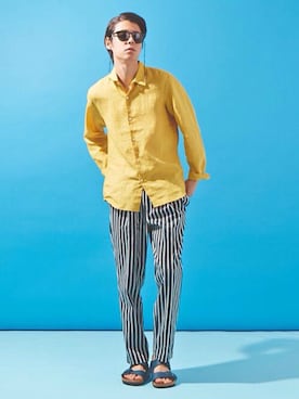 「アイテム（イエロー系）」を使った、KUROさん（メンズ・178cm）の夏コーディネート
