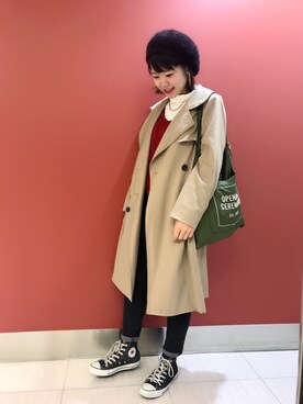 「ハイカット」｜「アイテム（トレンチコート）」を使った、かみちゃんさん（レディース・155cm）の秋コーディネート