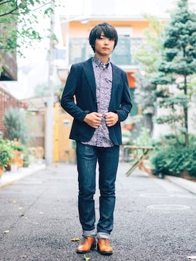 「A.P.C.（アーペーセー）のA.P.C. Petit New Standard Brut（デニムパンツ）」を使った、堀口英剛@monographさん（メンズ・168cm）の秋コーディネート