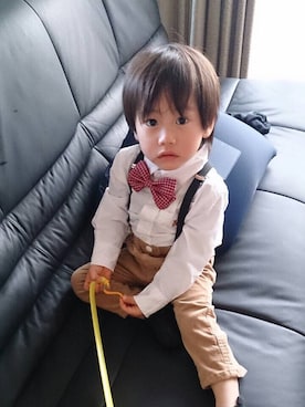 「アイテム（蝶ネクタイ）」を使った、soraaaさん（キッズ・80cm）の冬コーディネート