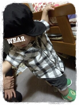 「アイテム（ベビーシューズ/ベビーソックス、グリーン系）」を使った、ｓ ◌⑅⃝⋆*さん（キッズ・80cm）の春コーディネート