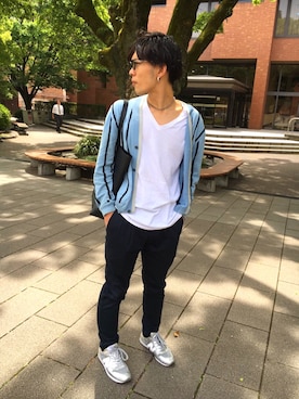 「DRIES VAN NOTEN（ドリスヴァンノッテン）のアイテム（カーディガン/ボレロ）」を使った、NOMAさん（メンズ・176cm）の春コーディネート
