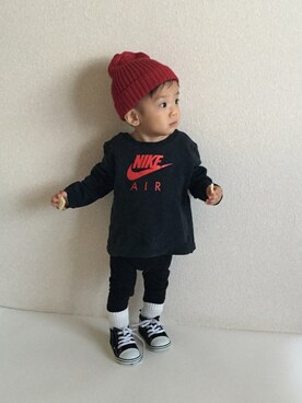 「くつした」｜「アイテム（ニットキャップ/ビーニー）」を使った、ruisboyさん（キッズ・70cm）の秋コーディネート