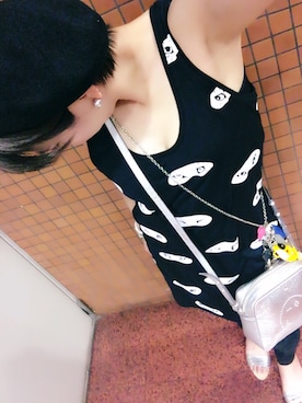 「MAISON KITSUNE」｜「アイテム（ハンチング/ベレー帽）」を使った、❤︎あーちゃん❤︎さん（レディース・152cm）の夏コーディネート