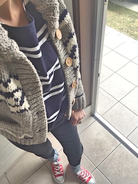 「カウチン」｜mi-ta◡̈✩さん（レディース・158cm）の秋コーディネート