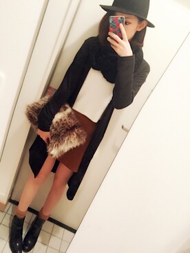 「RETRO GIRL（レトロガール）のアイテム（ハット、ブラック系）」を使った、Ayakaさん（レディース・167cm）の秋コーディネート