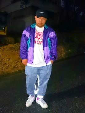 「HUF」｜「アイテム（ナイロンジャケット）」を使った、はたぼーさん（メンズ・165cm）の冬コーディネート