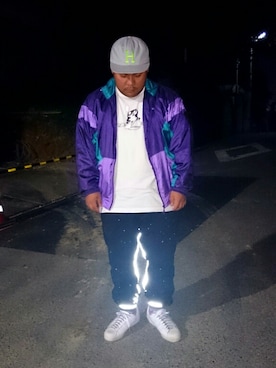 「HUF」｜「アイテム（ナイロンジャケット）」を使った、はたぼーさん（メンズ・165cm）の春コーディネート