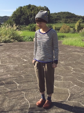 「PAR ICI」｜「アイテム（ニットキャップ/ビーニー）」を使った、ちなさん（レディース・154cm）の秋コーディネート