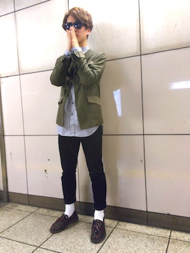 「STUDIOUS（ステュディオス）のアイテム（ミリタリージャケット）」を使った、MOTOKIさん（メンズ・168cm）の冬コーディネート