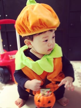 「ハロウィン 仮装」｜「アイテム（つなぎ/オールインワン）」を使った、ioさん（キッズ・80cm）の秋コーディネート