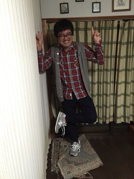 「アイテム（ベスト、シルバー系）」を使った、Kたんさん（メンズ・169cm）の秋コーディネート