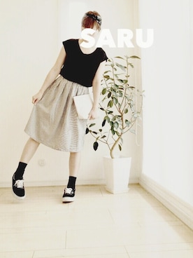 「ヘアアクセ」｜「アイテム（財布/小物）」を使った、saruさん（レディース・160cm）の夏コーディネート
