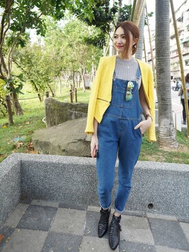 「MEIER.Q（マイヤーキュー）のアイテム（つなぎ/オールインワン）」を使った、Heidi CooLさん（レディース・170cm）の秋コーディネート