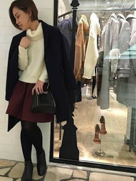 「Noble（ノーブル）のハミルトンウールコート◆（チェスターコート）」を使った、ruriさん（レディース・153cm）の冬コーディネート