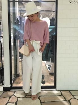 「Noble（ノーブル）の【SENSI STUDIO】 クラシックパナマ◆（ハット）」を使った、ruriさん（レディース・153cm）の春コーディネート