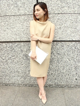 「アイテム（ワンピース/ドレス、ベージュ系）」を使った、ruriさん（レディース・153cm）の春コーディネート