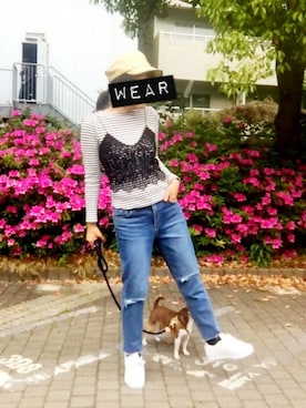「切りっぱなし」｜「アイテム（キャミソール）」を使った、#K58さん（レディース・158cm）の春コーディネート