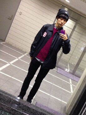 「アイテム（ニットキャップ/ビーニー）」を使った、いちまつ君さん（メンズ・175cm・10代）の冬コーディネート