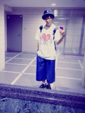「Keith Haring（キース・ヘリング）のアイテム（Tシャツ/カットソー）」を使った、いちまつ君さん（メンズ・176cm）の夏コーディネート