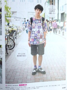 「MILKBOY（ミルクボーイ）のINSTAGRAM Tシャツ（Tシャツ/カットソー、その他）」を使った、いちまつ君さん（メンズ・176cm）の夏コーディネート